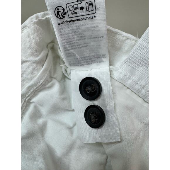 H&M Womens White Linen Blend Tapered Trouser Pants Sz 31 Resort Tropical Beach - Picture 7 of 14